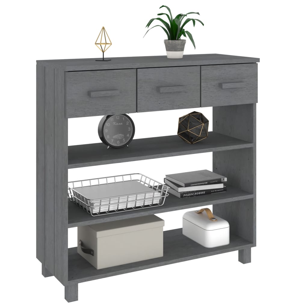 Konsolbord HAMAR mørkegrå 90x35x90 cm massiv fyrretræ