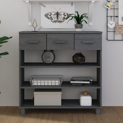 Konsolbord HAMAR mørkegrå 90x35x90 cm massiv fyrretræ