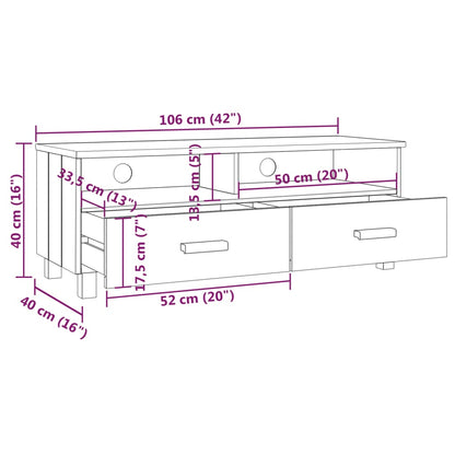 TV-Schrank HAMAR Hellgrau 106x40x40 cm Massivholz Kiefer