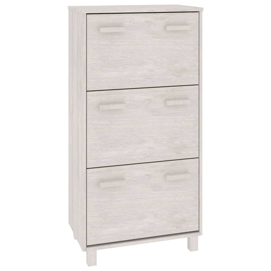 Schuhschrank HAMAR Weiß 59,5x35x117 cm Massivholz Kiefer
