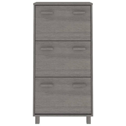 Schuhschrank HAMAR Hellgrau 59,5x35x117 cm Massivholz Kiefer