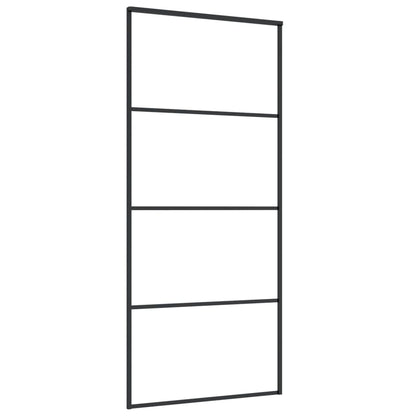 Schiebetür ESG-Glas und Aluminium mattiert 90x205 cm Schwarz