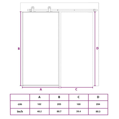 Schiebetür ESG Glas und Aluminium mattiert 102,5x205 cm Schwarz