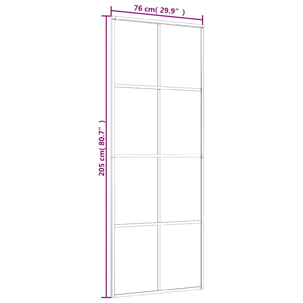 Schiebetür Schwarz 76x205 cm ESG Glas und Aluminium