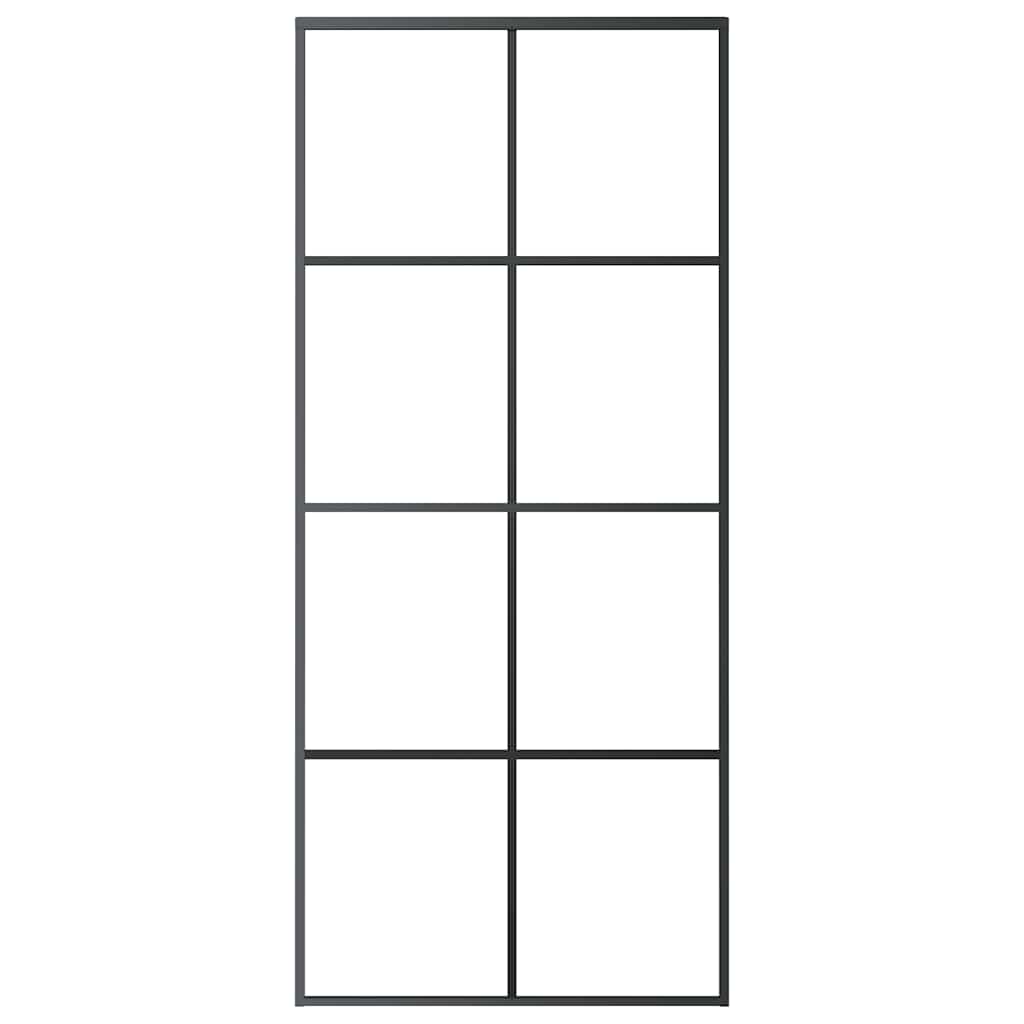 Schiebetür Schwarz 90x205 cm ESG-Glas und Aluminium
