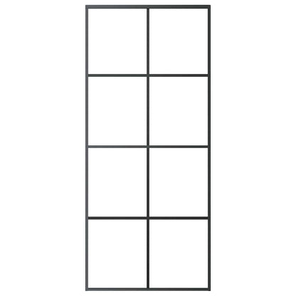 Schiebetür Schwarz 90x205 cm ESG-Glas und Aluminium