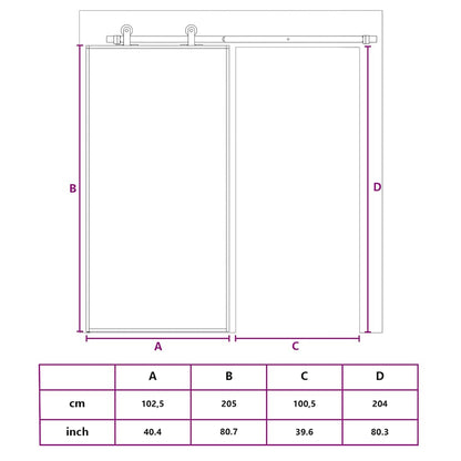 Schiebetür Schwarz 102,5x205 cm ESG-Glas und Aluminium