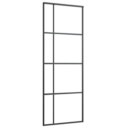 Schiebetür ESG-Glas und Aluminium mattiert 90x205 cm Schwarz