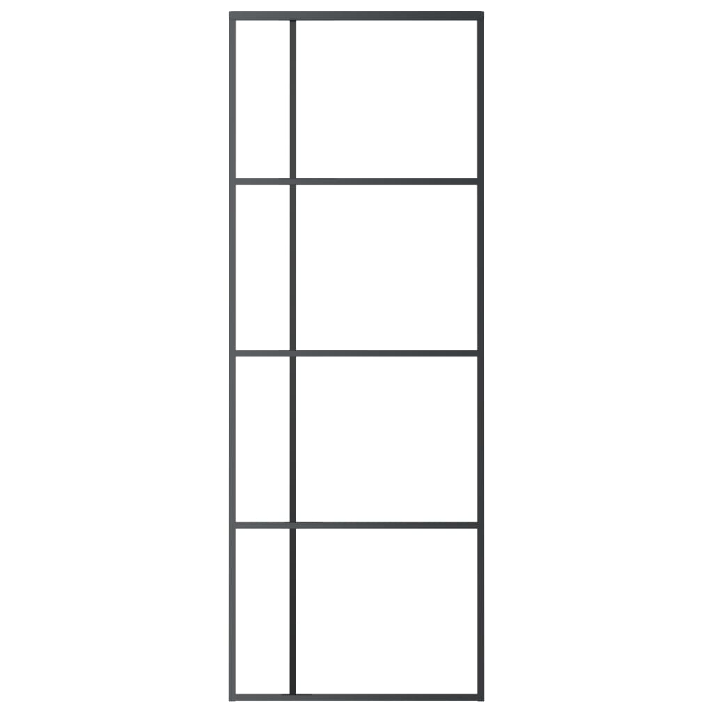 Schiebetür ESG-Glas und Aluminium mattiert 90x205 cm Schwarz