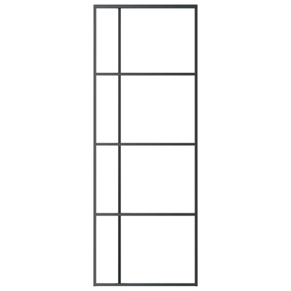 Schiebetür ESG-Glas und Aluminium mattiert 90x205 cm Schwarz