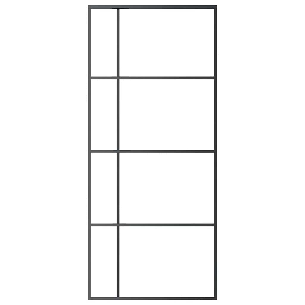 Schiebetür ESG-Glas und Aluminium 90x205 cm Schwarz