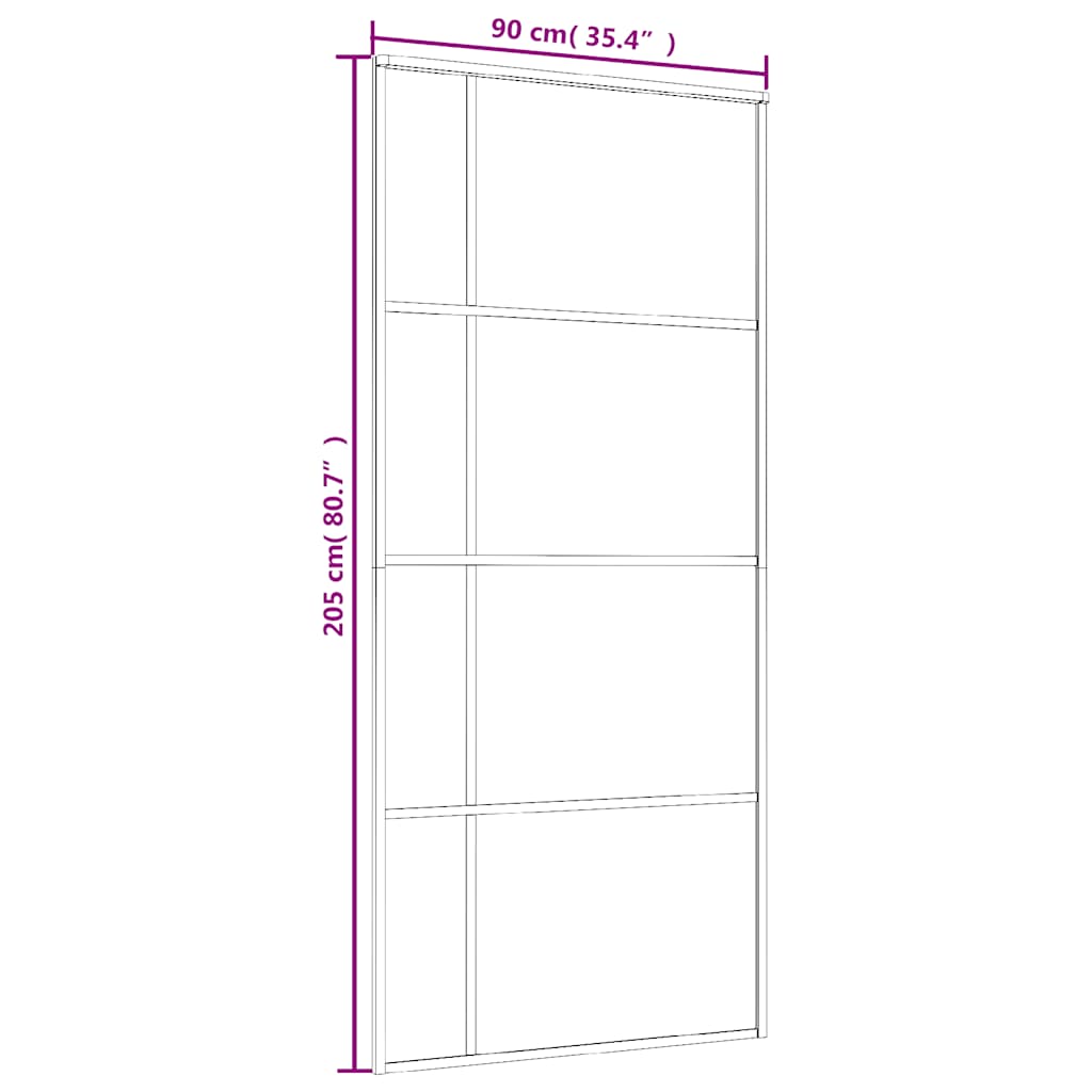 Schiebetür ESG-Glas und Aluminium 90x205 cm Schwarz