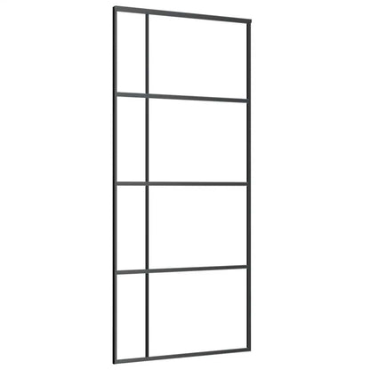 Schiebetür ESG-Glas und Aluminium mattiert 90x205 cm Schwarz