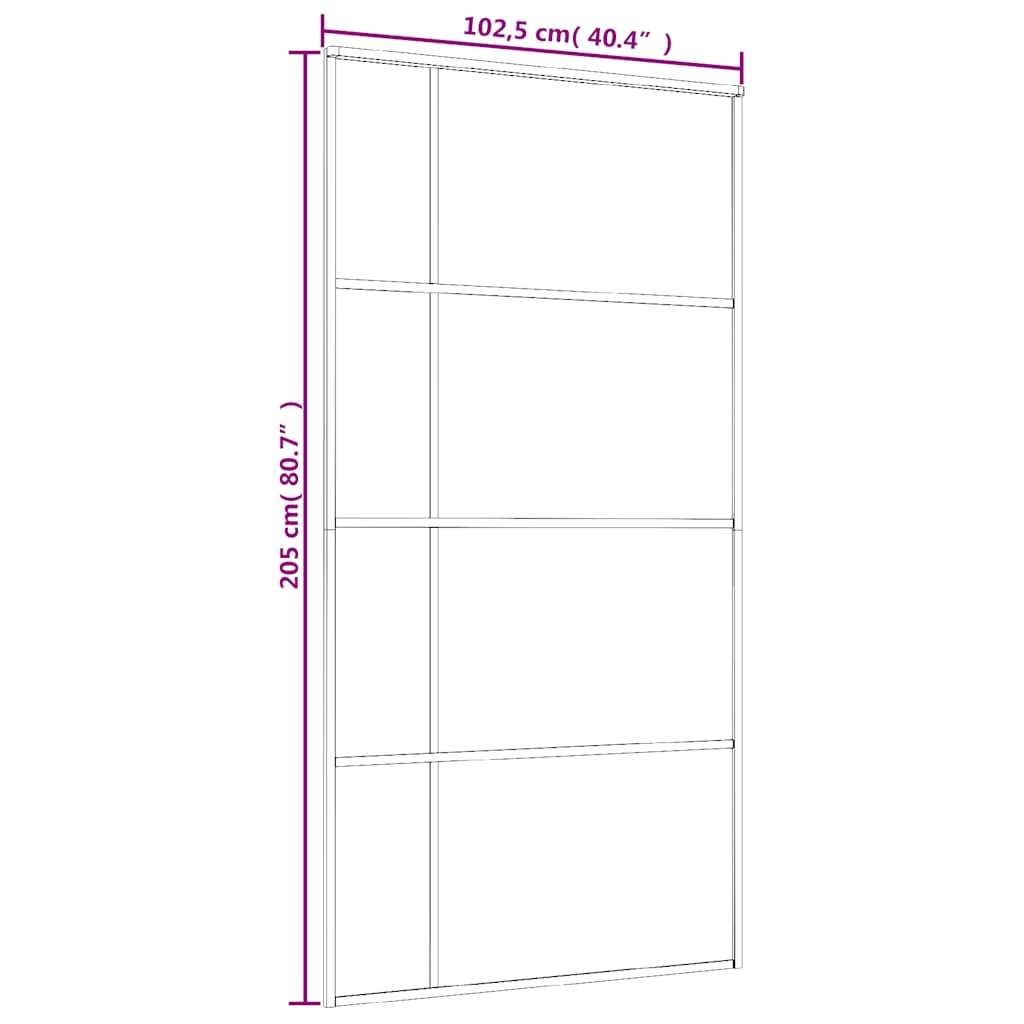 Schiebetür ESG Glas und Aluminium mattiert 102,5x205 cm Schwarz