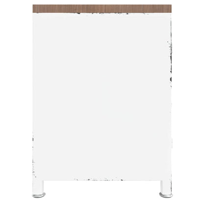 TV-Schrank Weiß 110x30x40 cm Eisen und Massivholz Tanne