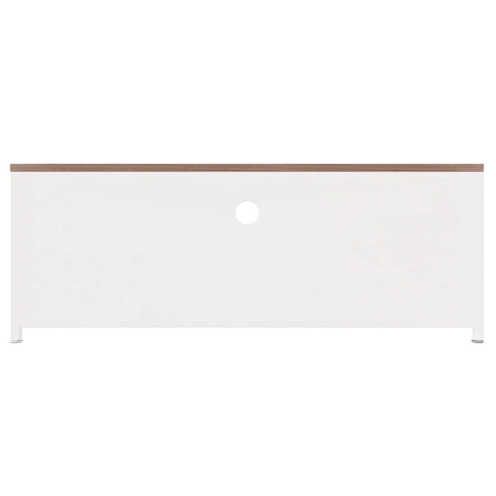 TV-Schrank Weiß 110x30x40 cm Eisen und Massivholz Tanne