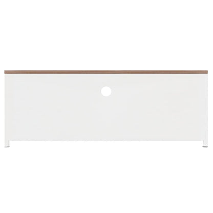 TV-Schrank Weiß 110x30x40 cm Eisen und Massivholz Tanne