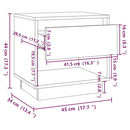 Nachttisch Betongrau 45x34x44 cm Holzwerkstoff