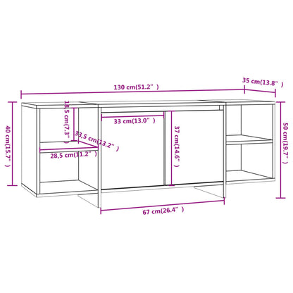 TV-skab Sort 130x35x50 cm Træ Materiale