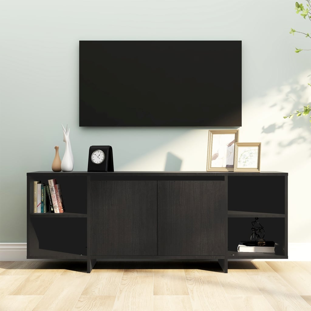 TV-skab Sort 130x35x50 cm Træ Materiale