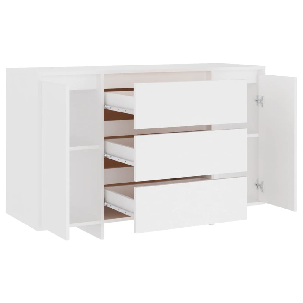 Skænk med 3 skuffer Hvid 120x41x75 cm Træmateriale