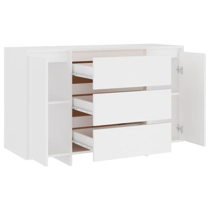 Skænk med 3 skuffer Hvid 120x41x75 cm Træmateriale