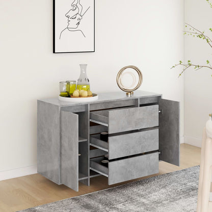 Sideboard mit 3 Schubladen Betongrau 120x41x75 cm Holzwerkstoff