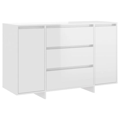 Skænk 3 skuffer højglans hvid 120x41x75cm træmateriale