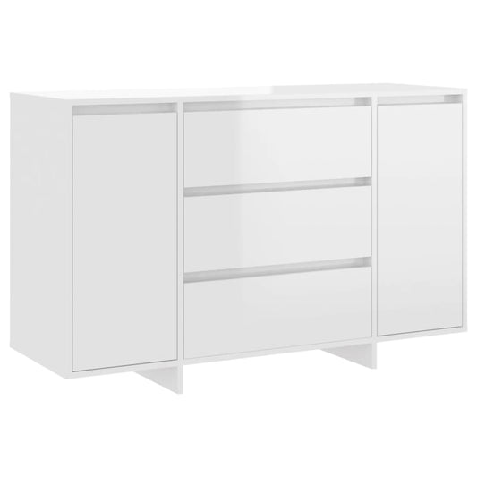 Sideboard 3 Schubladen Hochglanz-Weiß 120x41x75cm Holzwerkstoff