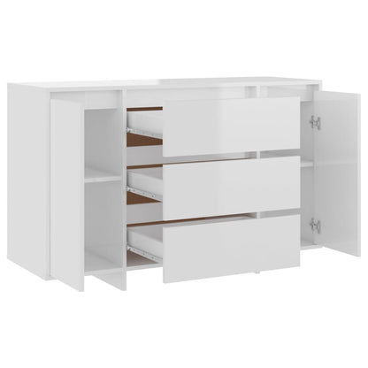 Skænk 3 skuffer højglans hvid 120x41x75cm træmateriale