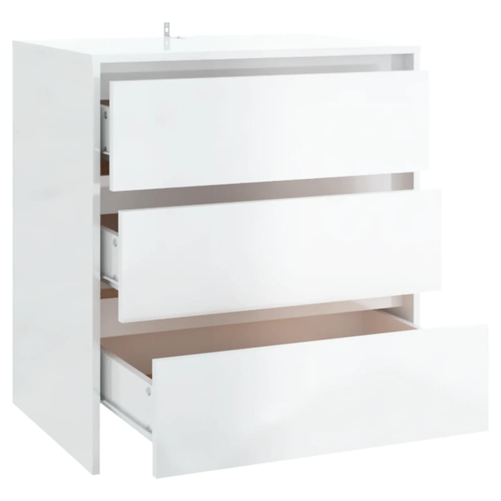 Skænk Højglans Hvid 70x41x75 cm Træmateriale
