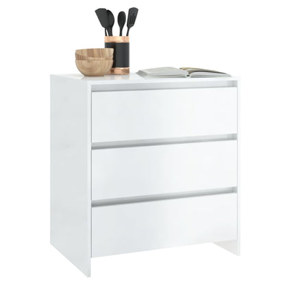 Skænk Højglans Hvid 70x41x75 cm Træmateriale