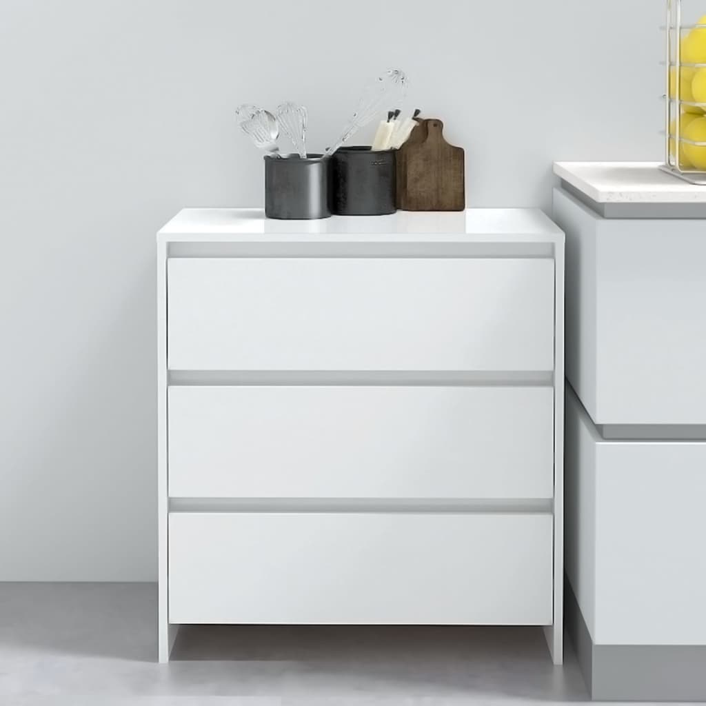 Skænk Højglans Hvid 70x41x75 cm Træmateriale