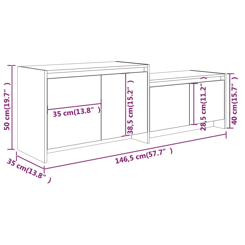 TV-Schrank Räuchereiche 146,5x35x50 cm Holzwerkstoff