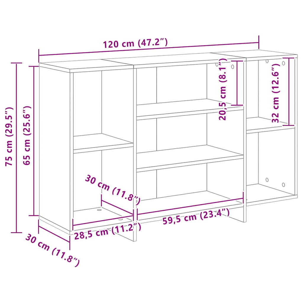 Sideboard Räuchereiche 120x30x75 cm Holzwerkstoff