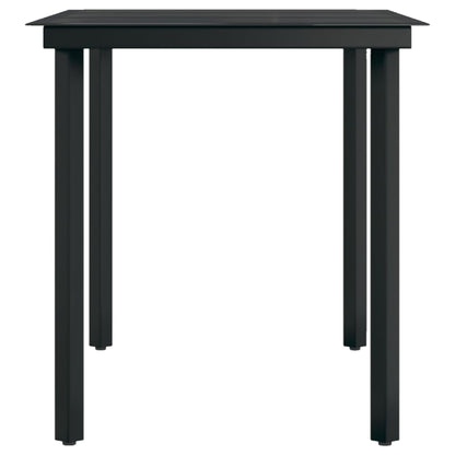 Garten-Esstisch Schwarz 140x70x74 cm Stahl und Glas