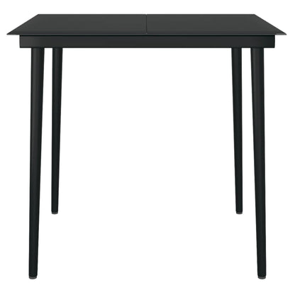 Garten-Esstisch Schwarz 80x80x74 cm Stahl und Glas