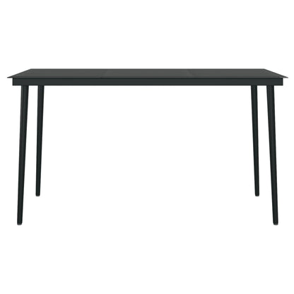 Garten-Esstisch Schwarz 140x70x74 cm Stahl und Glas