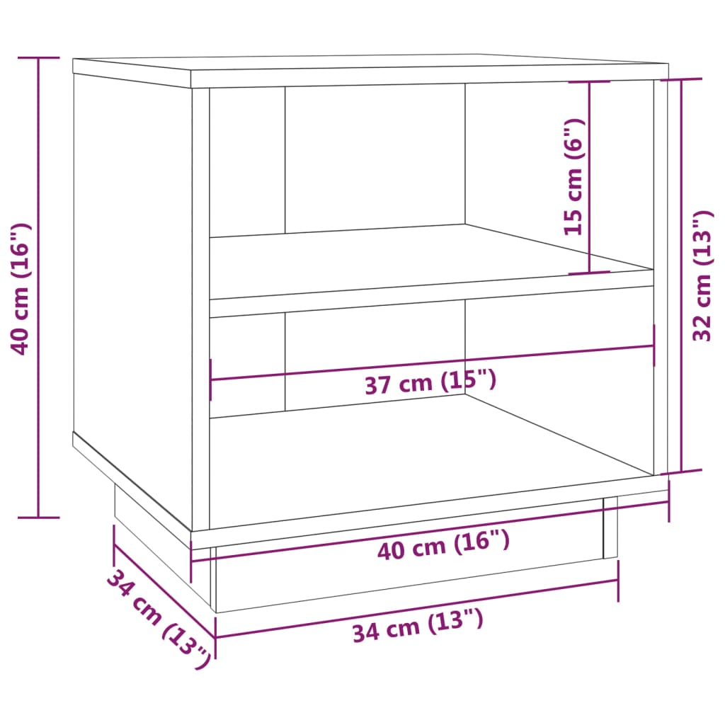 Sengebord Hvid 40x34x40 cm Massiv Fyr
