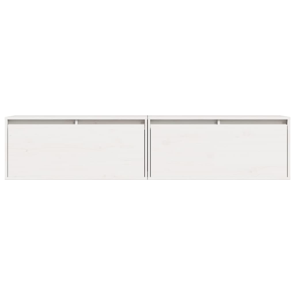 Wandschränke 2 Stk. Weiß 80x30x35 cm Massivholz Kiefer