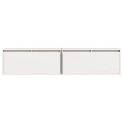 Wandschränke 2 Stk. Weiß 80x30x35 cm Massivholz Kiefer