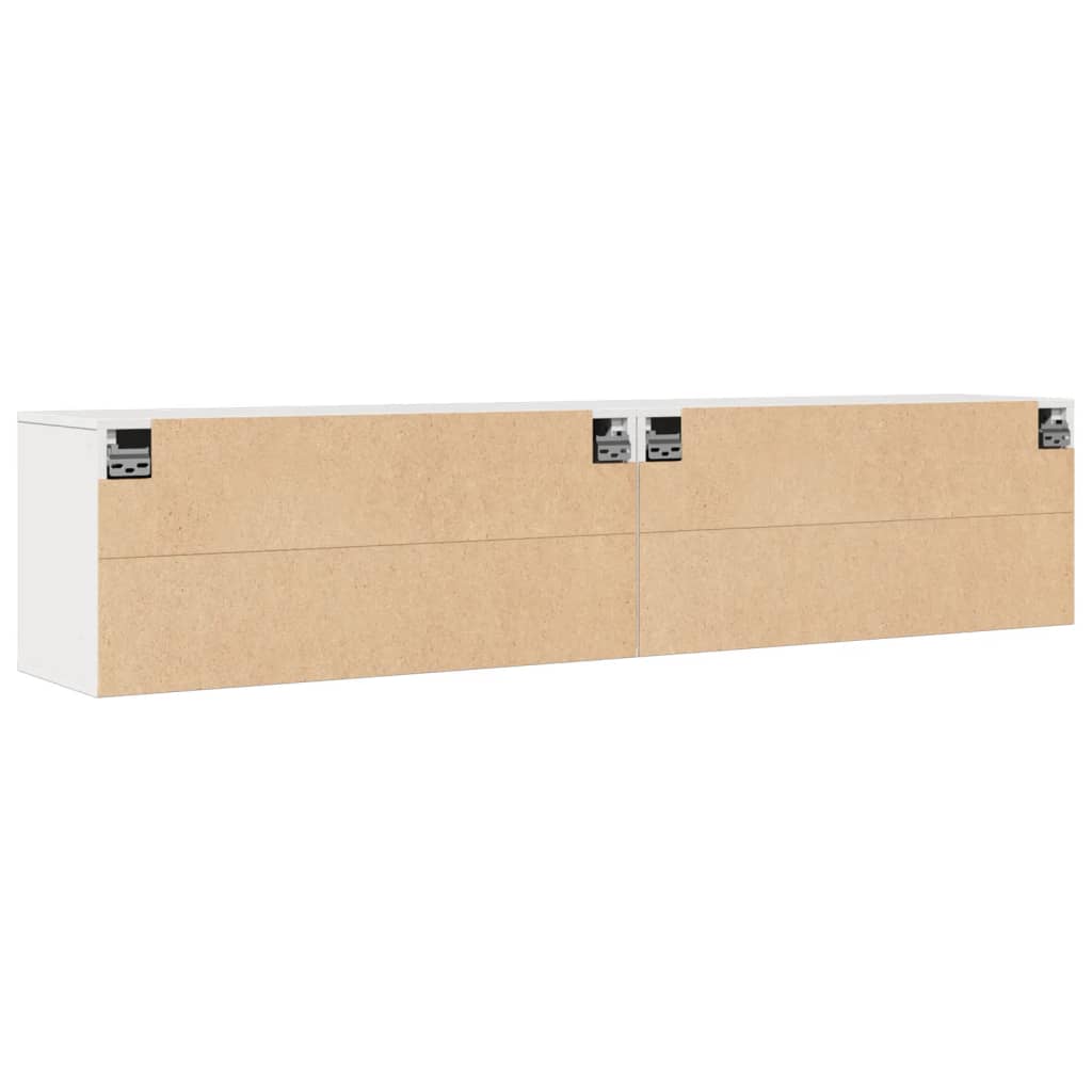 Wandschränke 2 Stk. Weiß 80x30x35 cm Massivholz Kiefer