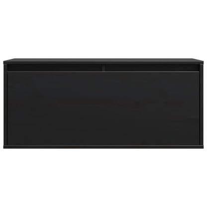Wandschrank Schwarz 80x30x35 cm Massivholz Kiefer