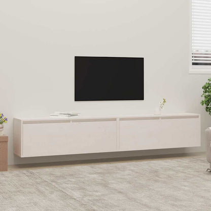 Wandschränke 2 Stk. Weiß 100x30x35 cm Massivholz Kiefer