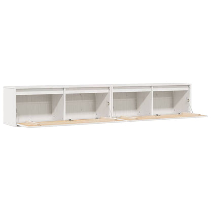 Wandschränke 2 Stk. Weiß 100x30x35 cm Massivholz Kiefer