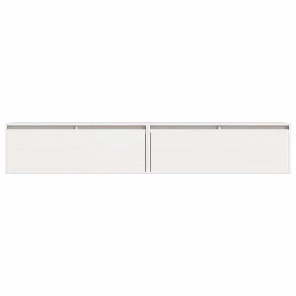 Wandschränke 2 Stk. Weiß 100x30x35 cm Massivholz Kiefer