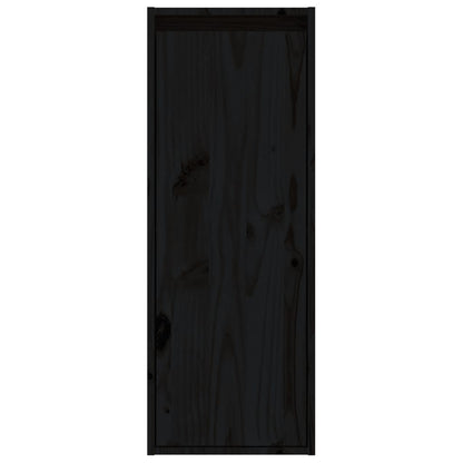Wandschrank Schwarz 30x30x80 cm Massivholz Kiefer