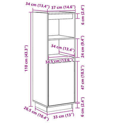 Highboard Hvid 37x34x110 cm Massiv Fyr