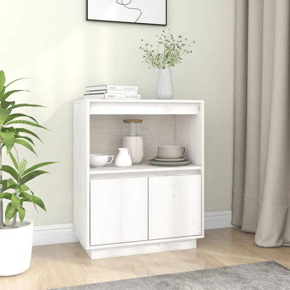 Skænk Hvid 60x34x75 cm Massiv Fyr