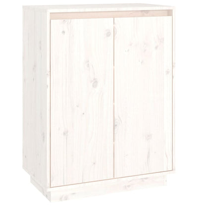 Schuhschrank Weiß 60x35x80 cm Massivholz Kiefer